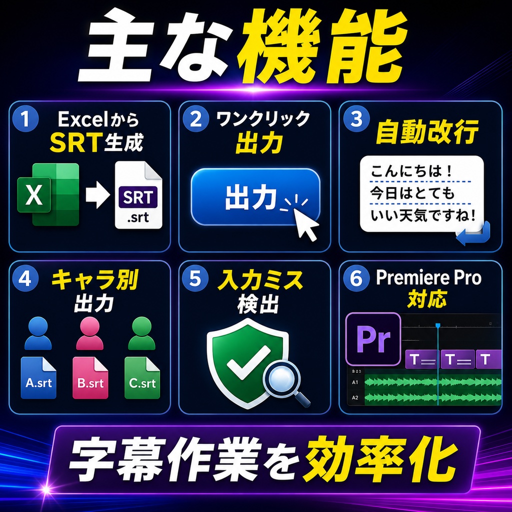【動画作成者向け/Excel VBA】SRT作成ツール | Excelで簡単字幕作成
