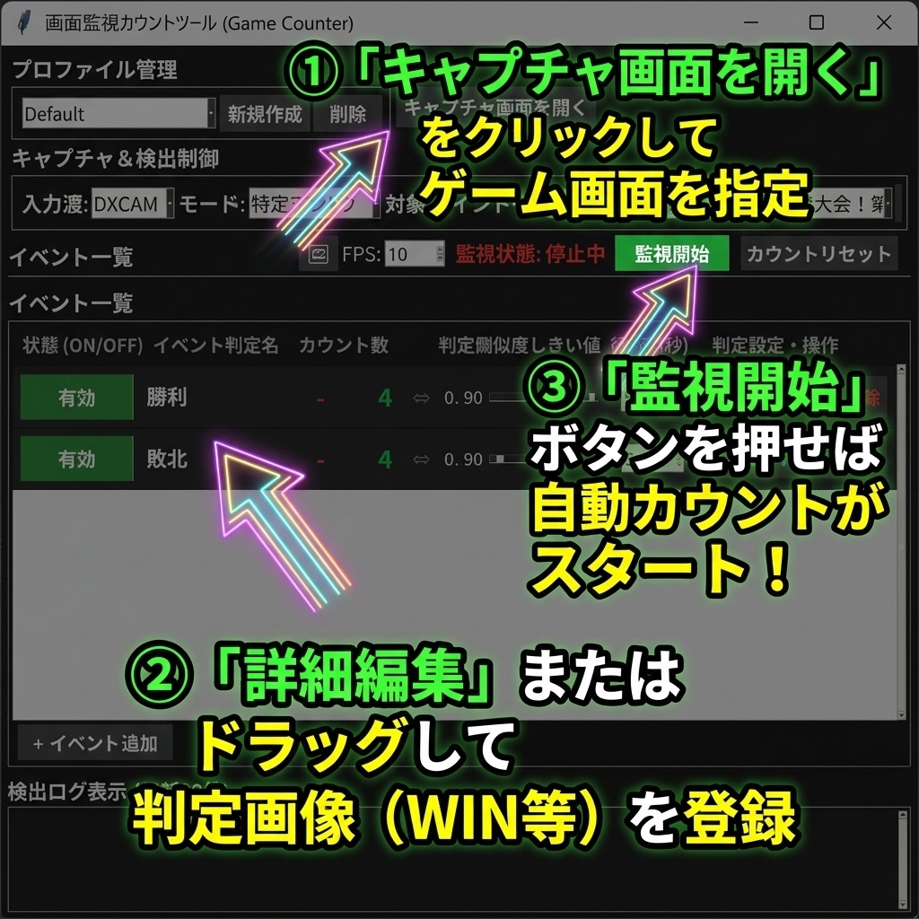 【OBS連動】ゲーム画面自動カウンター「GameWatchCounter」【配信・実況用】