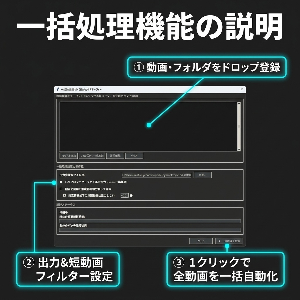 【動画自動カット】画面の特定マーク・変化を画像認識して一括分割|Premiere連携対応