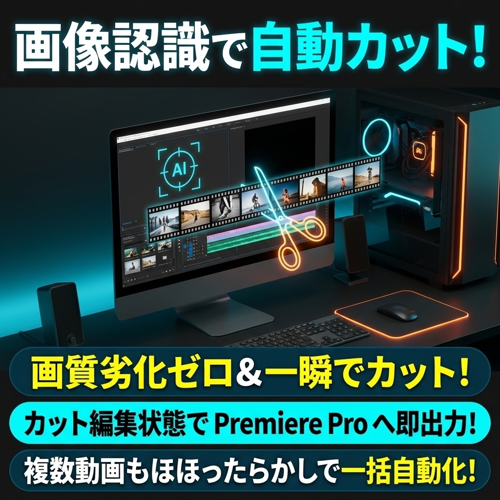 【動画自動カット】画面の特定マーク・変化を画像認識して一括分割｜Premiere連携対応