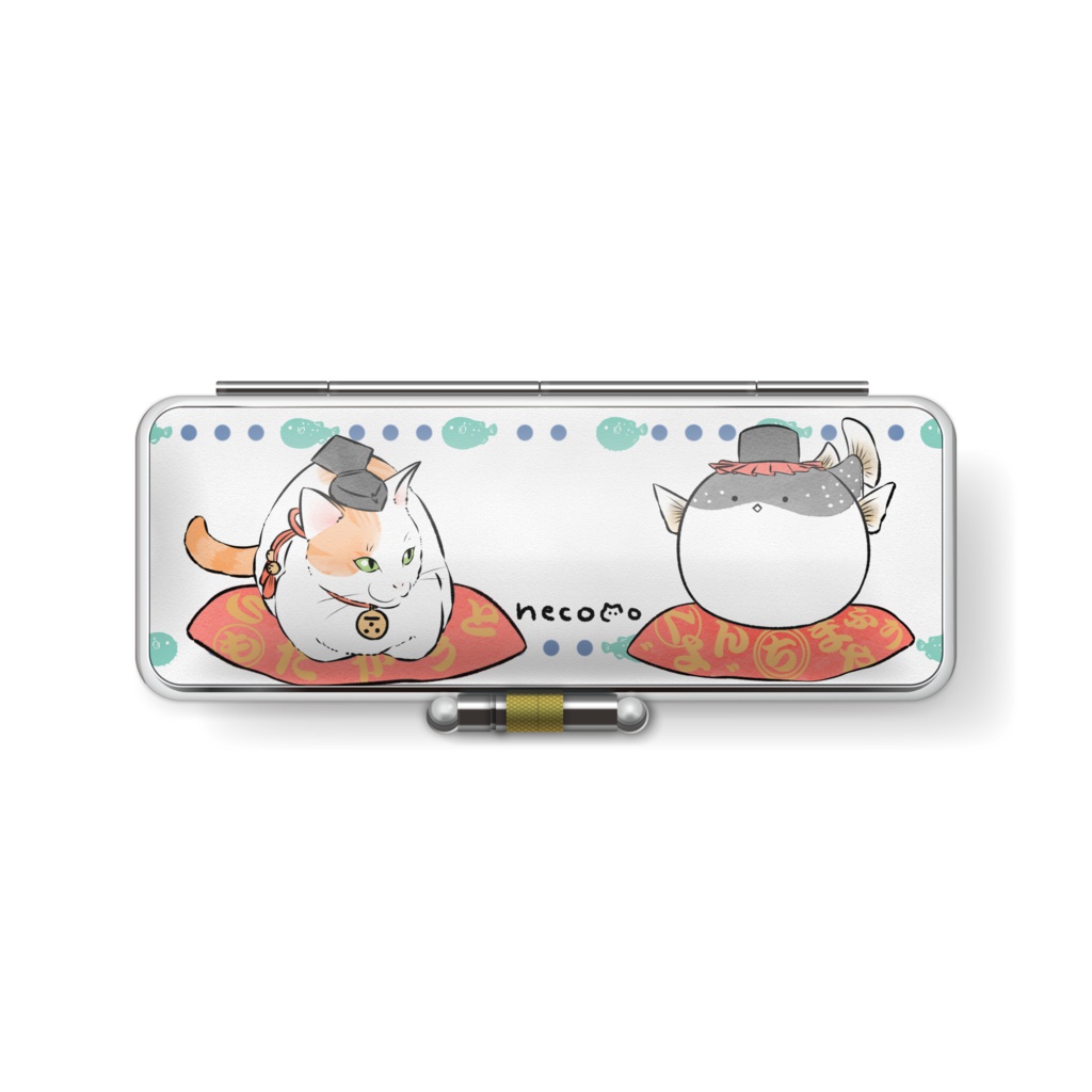 【わふうにゃんこ】猫とふぐの印鑑ケース