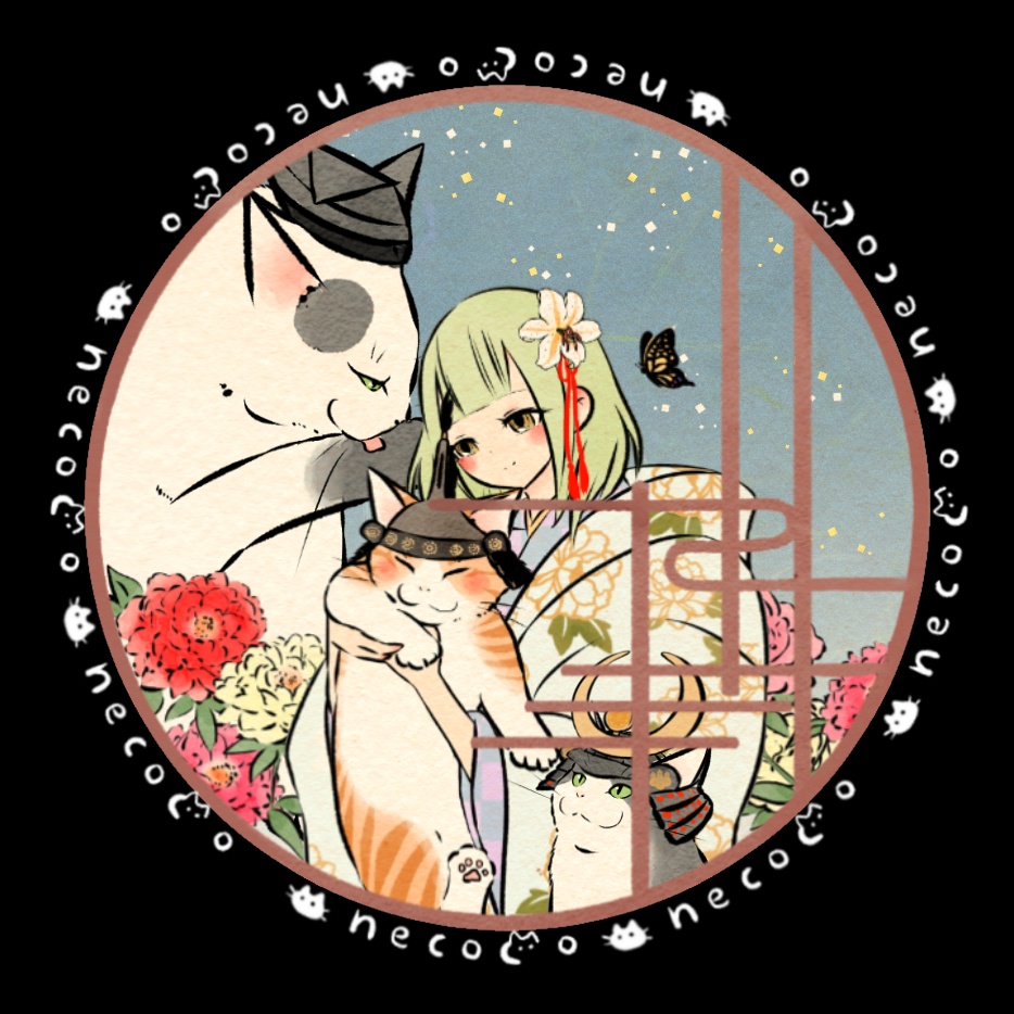 【わふうにゃんこ】缶バッジミラー