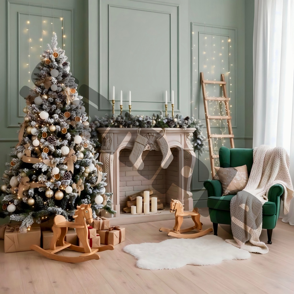 子どもの写真を貼るだけ!クリスマスお家フォト背景データ