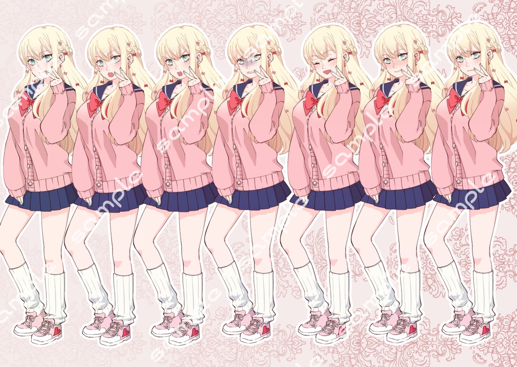 立ち絵素材_学園系キャラ8体セット(複数差分あり)