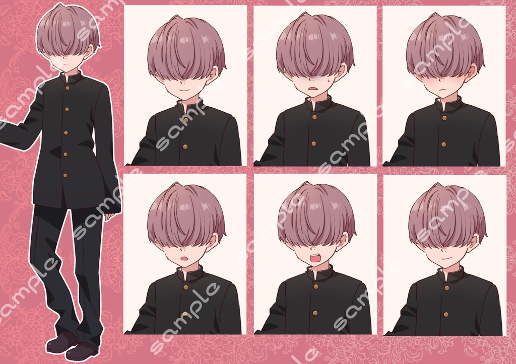 立ち絵素材_学園系キャラ8体セット(複数差分あり)