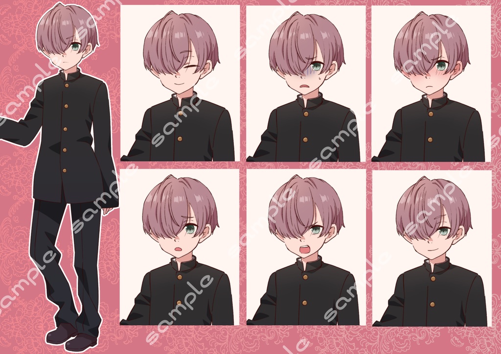 立ち絵素材_学園系キャラ8体セット(複数差分あり)