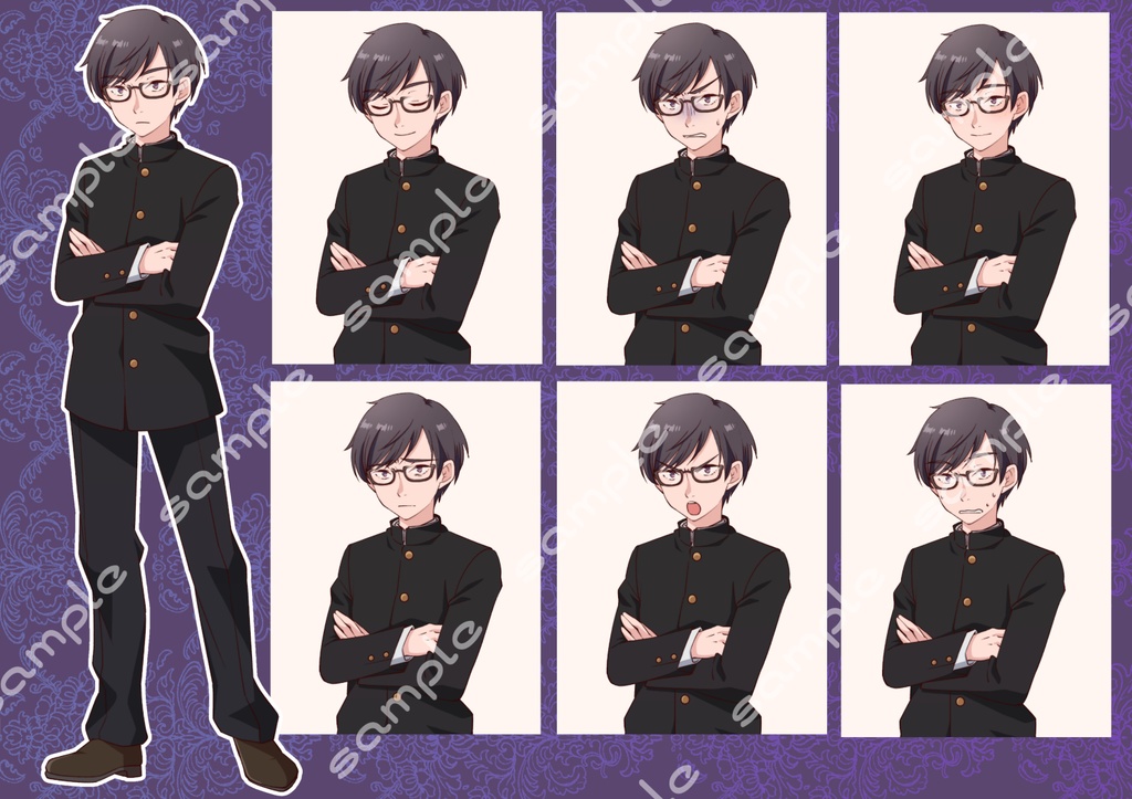 立ち絵素材_学園系キャラ8体セット(複数差分あり)