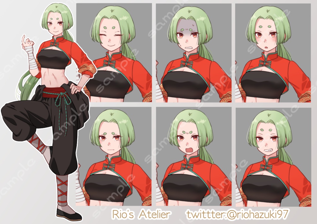 立ち絵素材 41 格闘系女性全身 表情7種 Rio S Atelier Booth