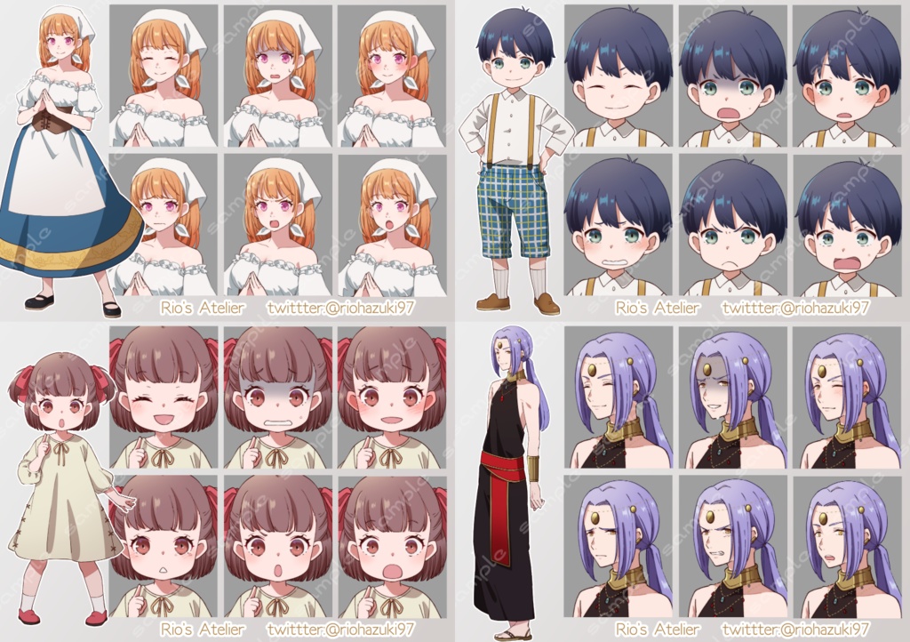 立ち絵素材_ファンタジー系キャラ10体セット(複数差分あり)