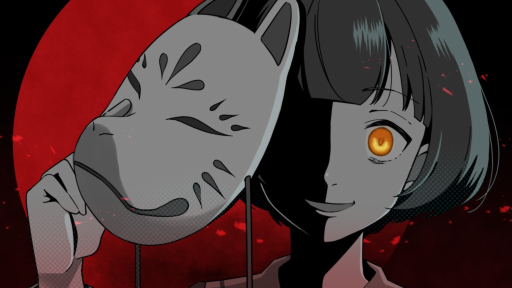 【無料アリ】イラスト素材_001(ホラーテイスト狐面女子)