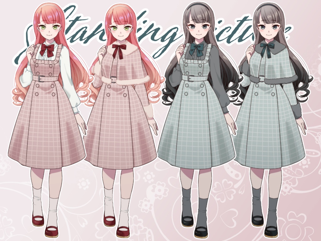 【無料素材】立ち絵素材_133(お嬢様全身、表情各7種、衣装2種、おまけPNG素材あり)