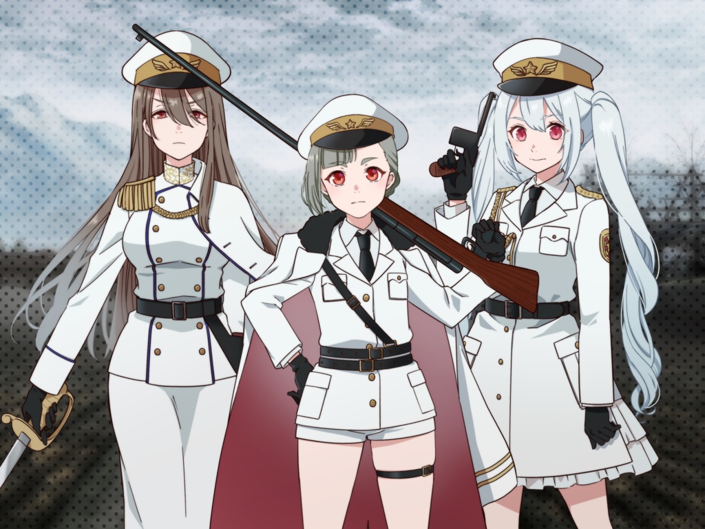 立ち絵素材_ミリタリーキャラ3体セット