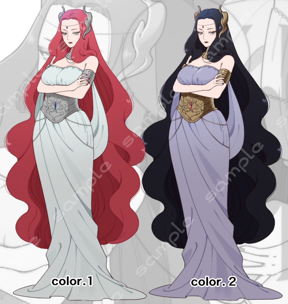 【無料素材】立ち絵素材_203 (強そうな女性全身、表情7種、カラー2種、おまけPNG素材あり)