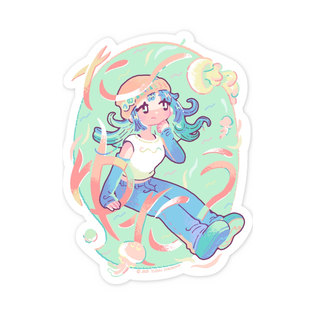 スマホ用 えとことステッカー【たゆたう】