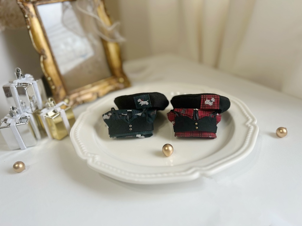 10cmぬい服 シャツ×ビスチェ×ベレー帽 3点セット