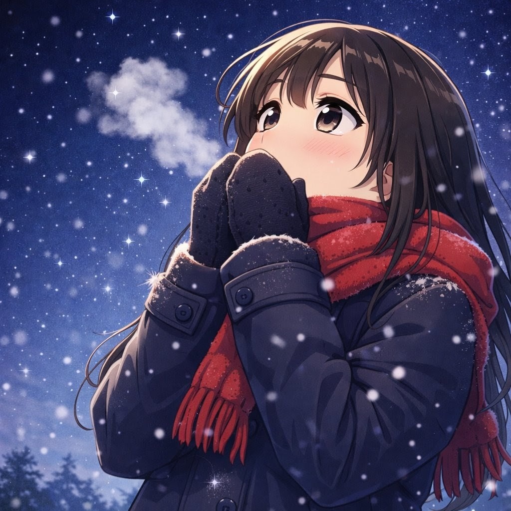 冬空女の子イラスト