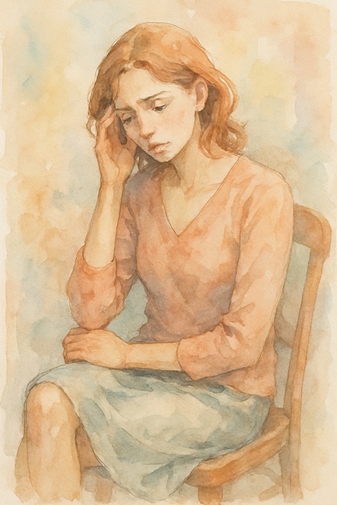 悩む女性イラスト