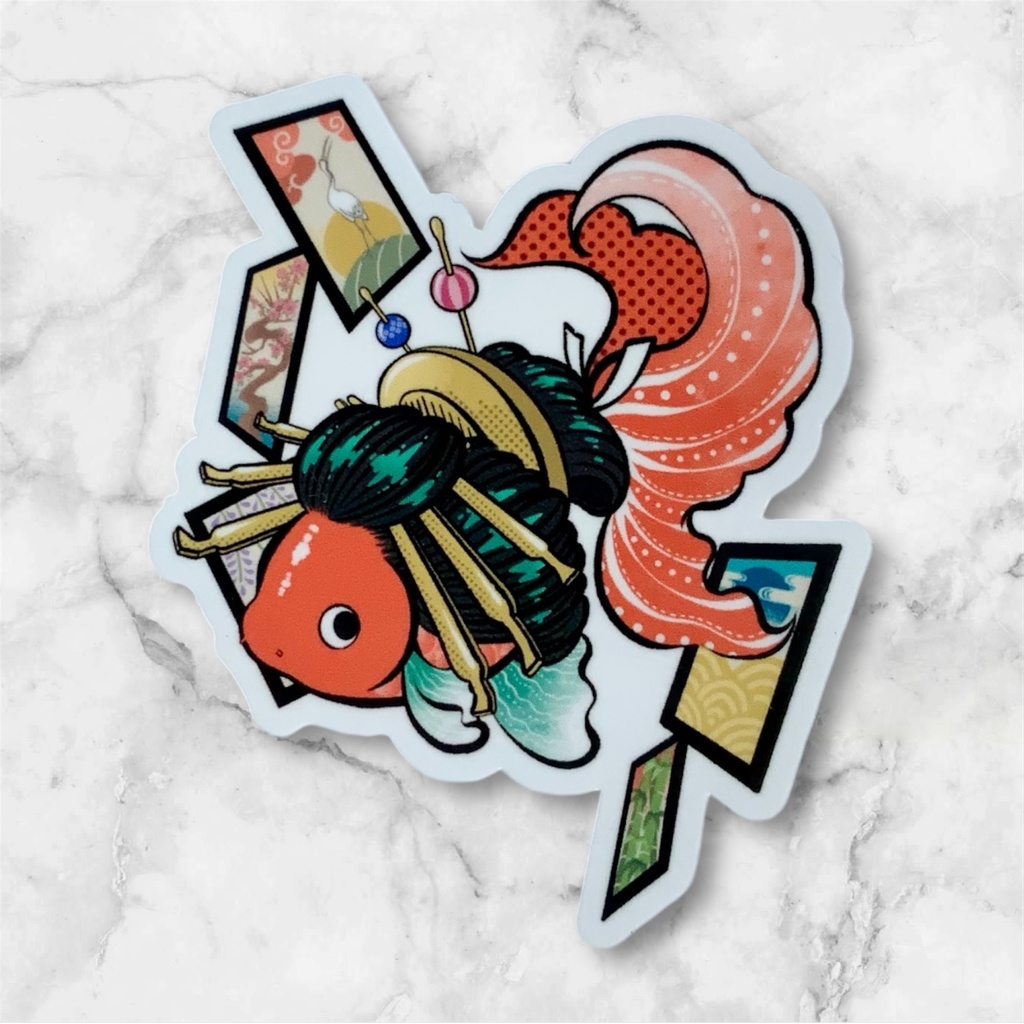 金魚花札🎴ステッカー