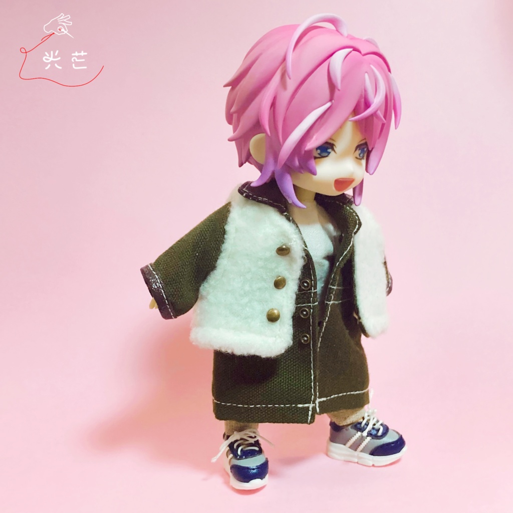 オビツ11 レザーパイピングロングコート & ボアジレ