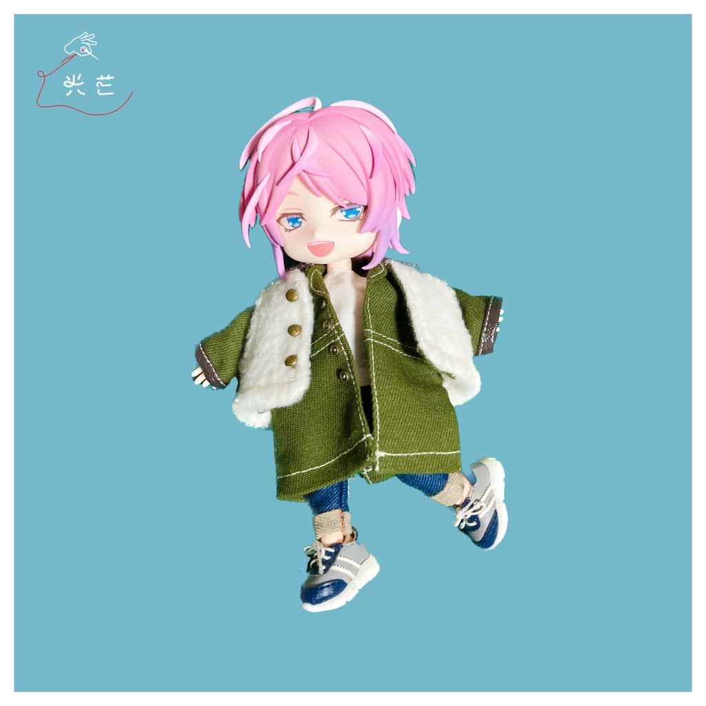 オビツ11 レザーパイピングロングコート & ボアジレ