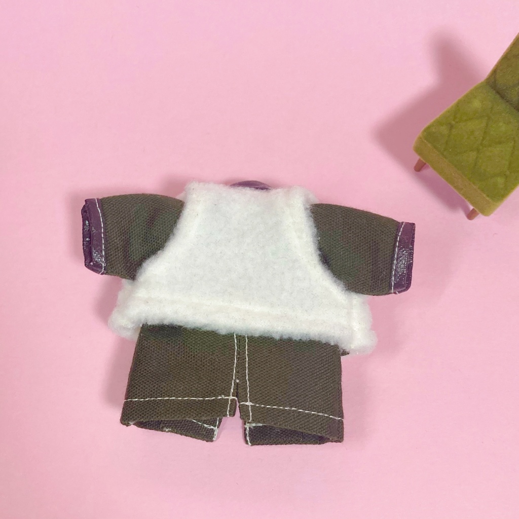 オビツ11 レザーパイピングロングコート & ボアジレ