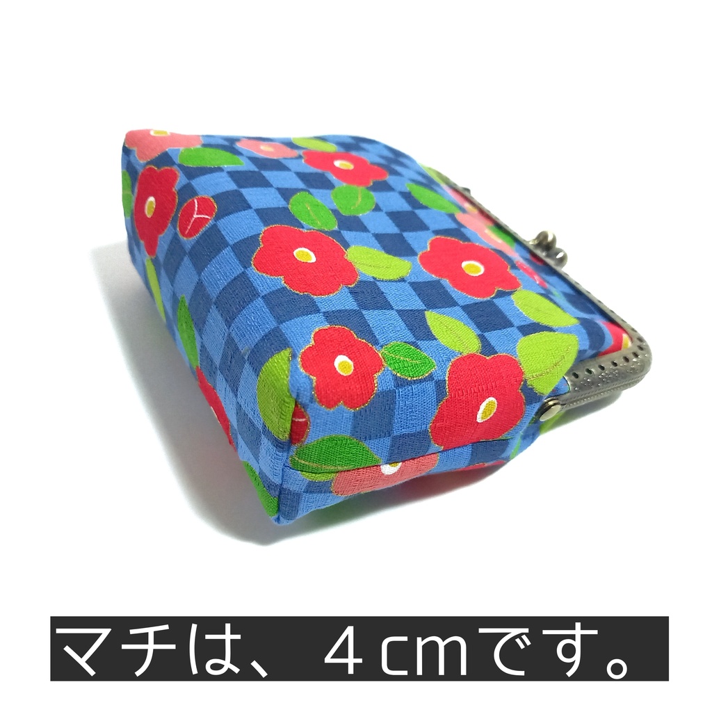 【大正ロマン 市松と椿】 タバコと電子タバコが一緒に入るがま口ポーチ