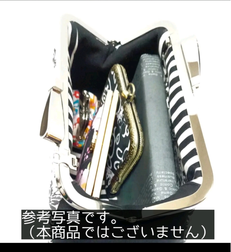 リボンの口金が可愛いさを♪ ダマスク柄で上品に格好良く。 がま口2Wayバッグ