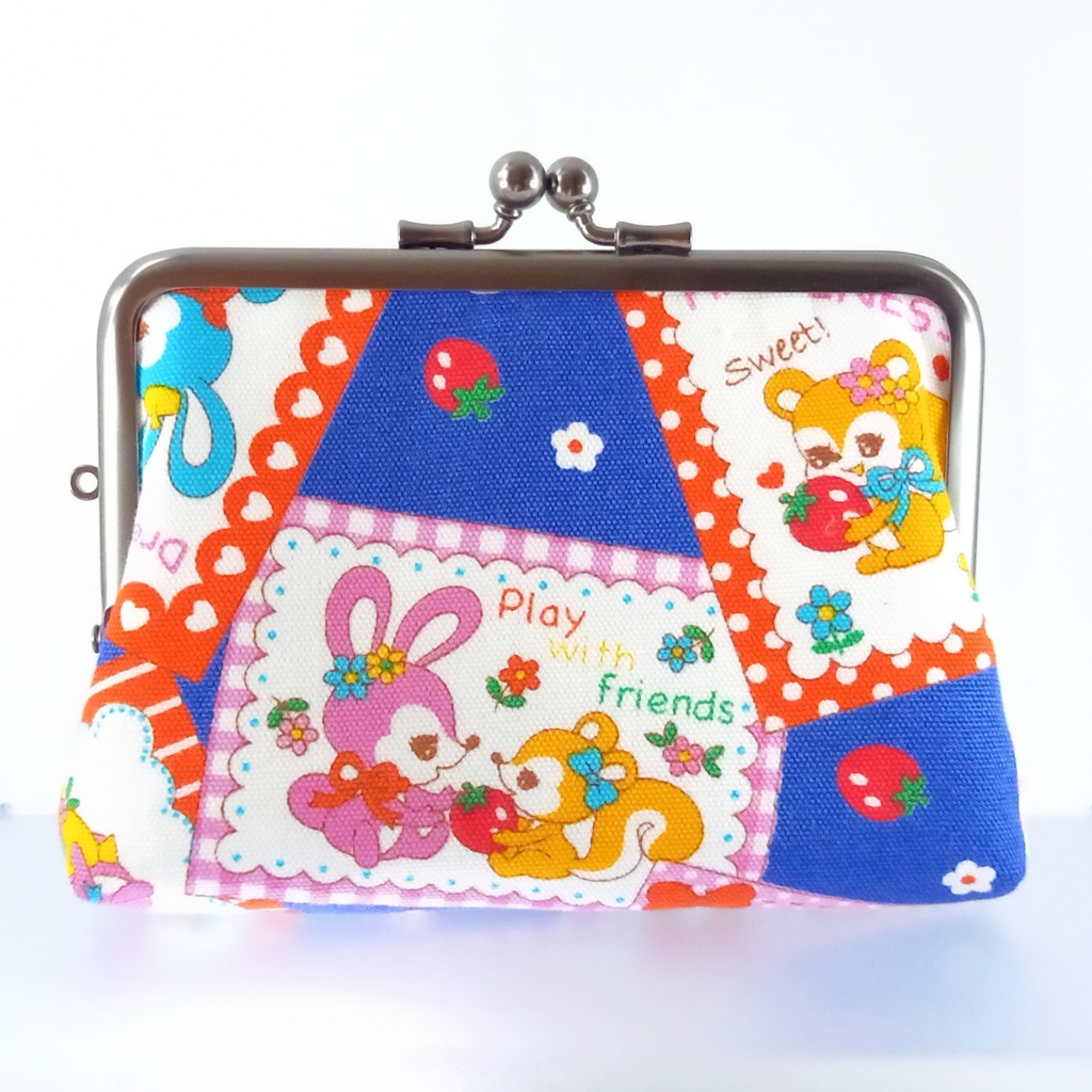 【口金限定色ソフトブラック】 レトロアニマル♪ 親子がま口財布