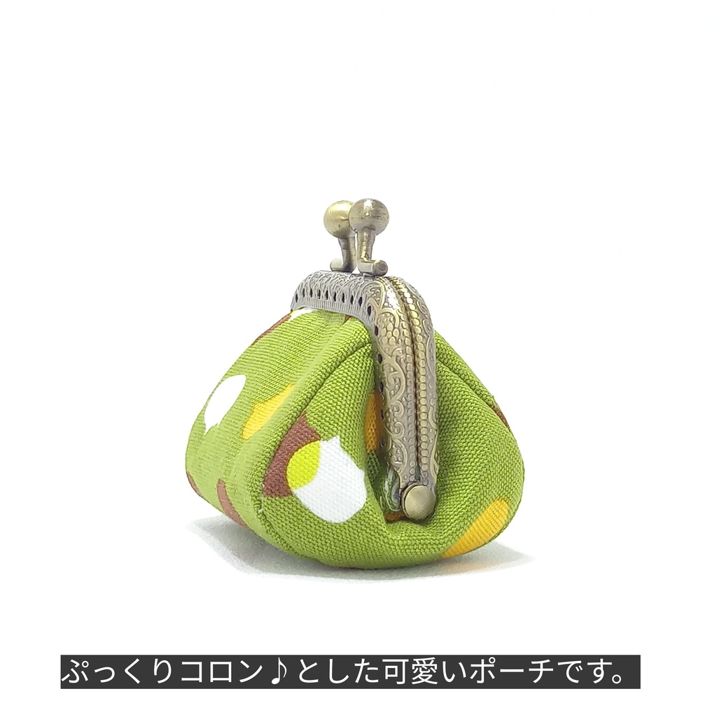 ぷっくり☆コロン♪ 手乗りがま口ミニポーチ 【ねこたまMIX(宇治金時)】