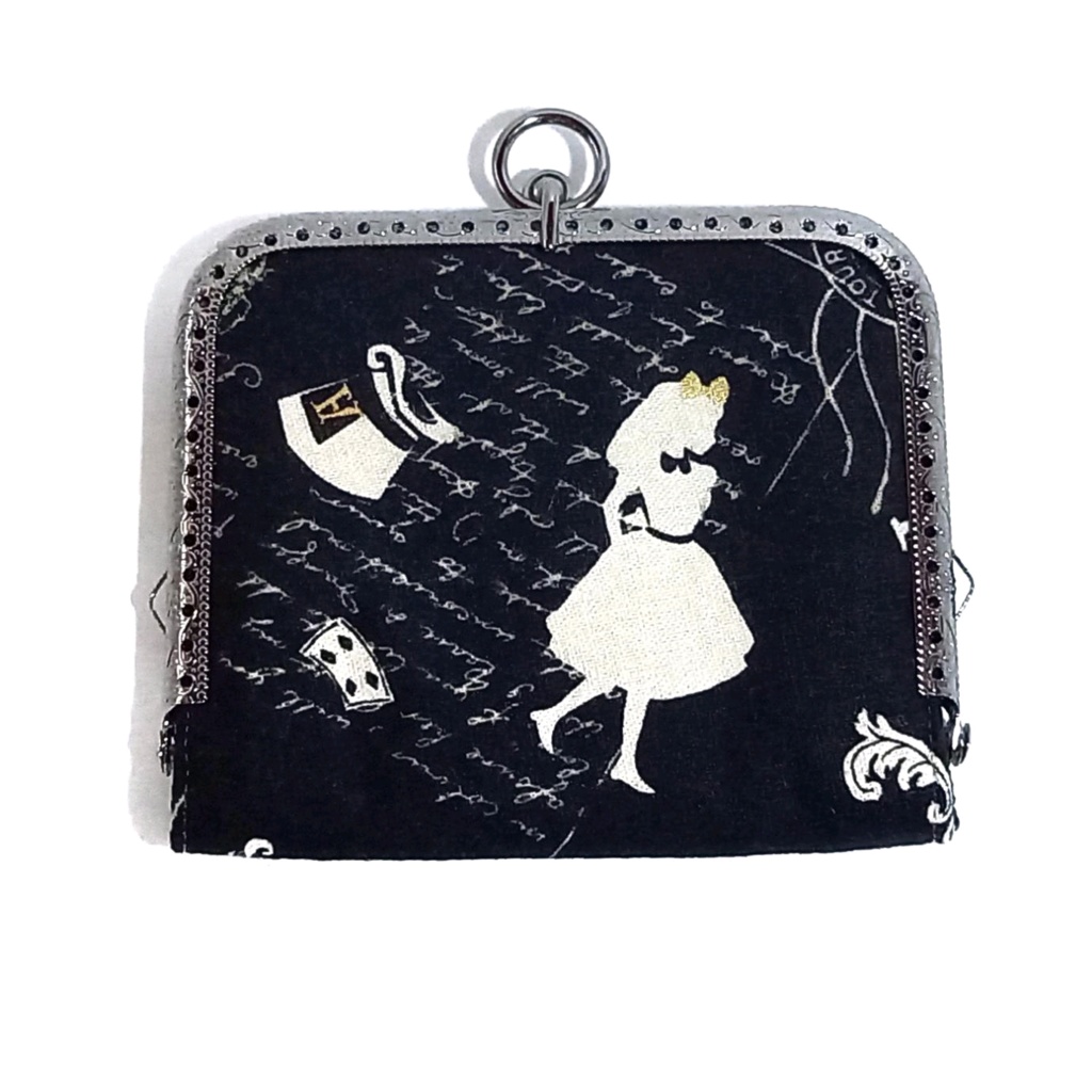 がまミラー☆ Alice in Wonderland(アリス柄) がま口手鏡(コンパクトミラー)