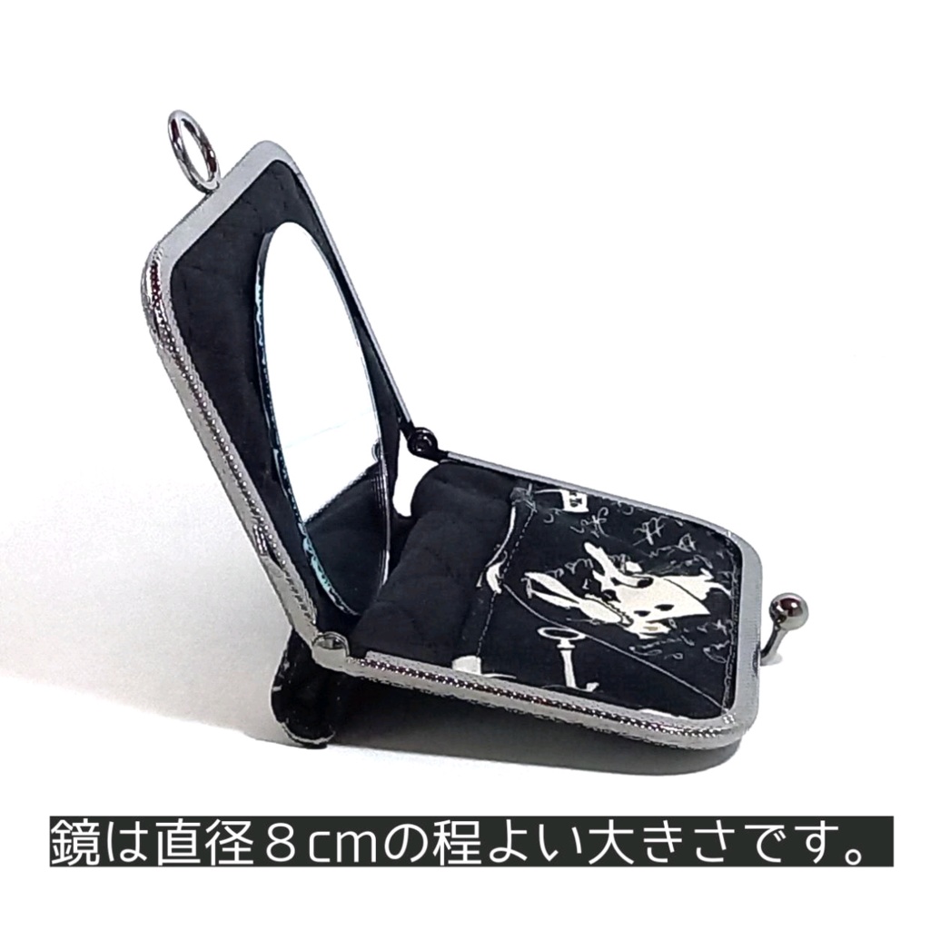 がまミラー☆ Alice in Wonderland(アリス柄) がま口手鏡(コンパクトミラー)