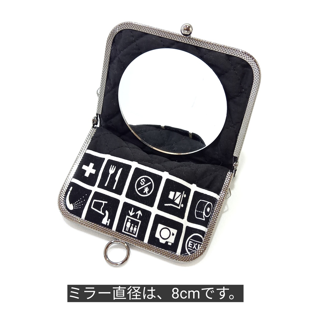 がまミラー☆ピクトグラム がま口手鏡(コンパクトミラー)