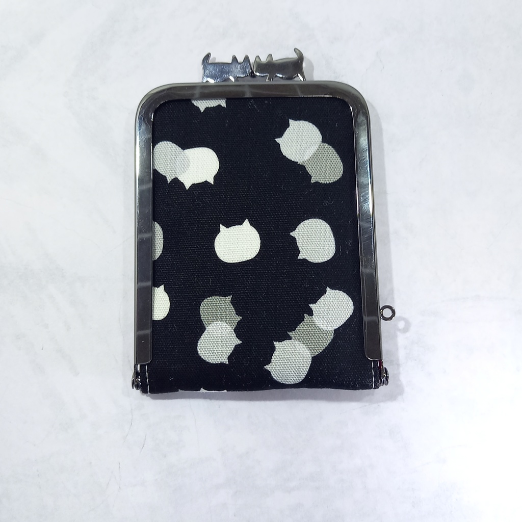 【がま口 カードケース】 ぽっちゃりネコ太とねこたまMIX(ごましお)