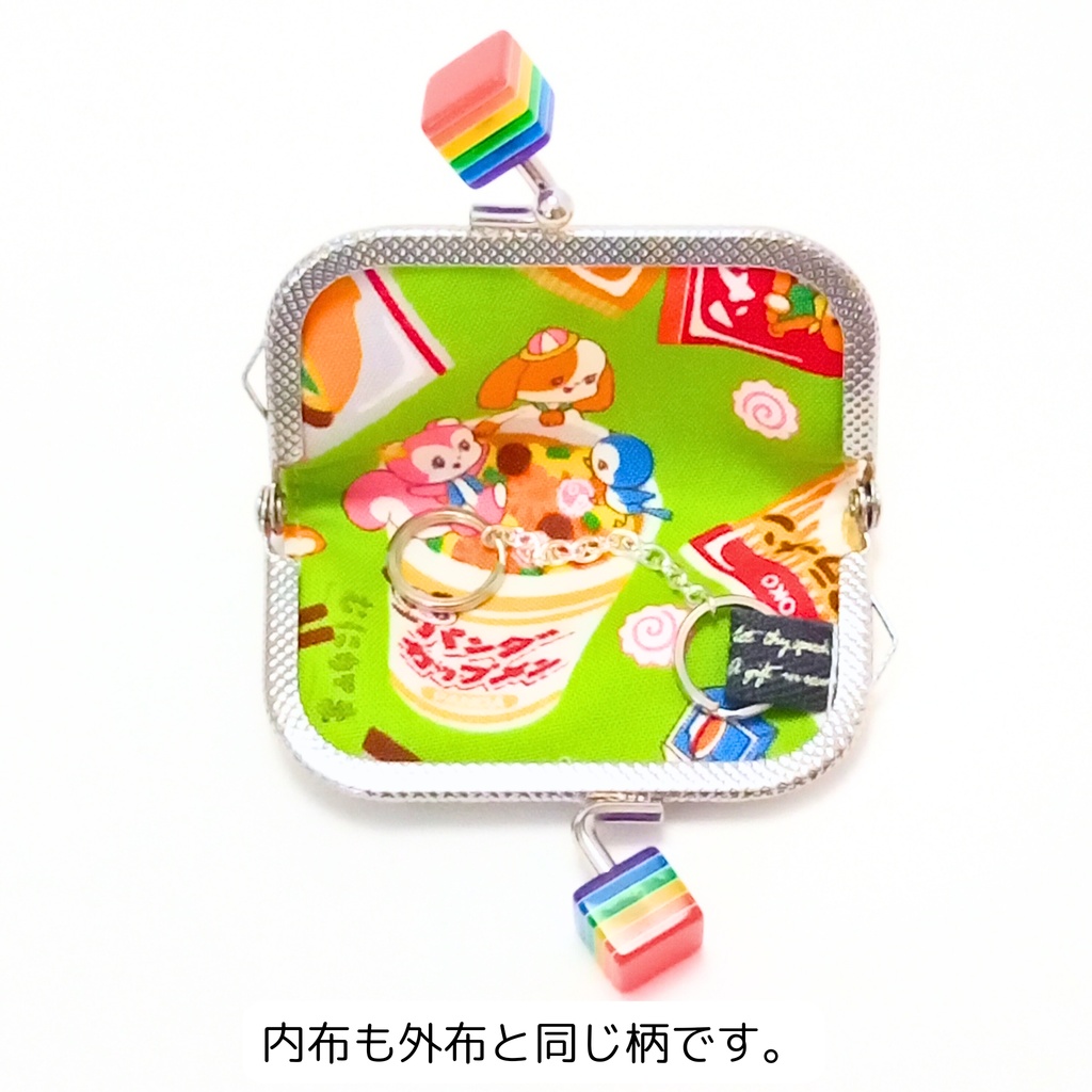 【ミニがまキーケース】ロッカーや秘密の鍵など「小さい鍵専用」!レトロなラーメン柄*アクスタケースや小物入れにも♪自転車スペアキーの保管に。レインボーキューブが可愛い推し活アイテム!