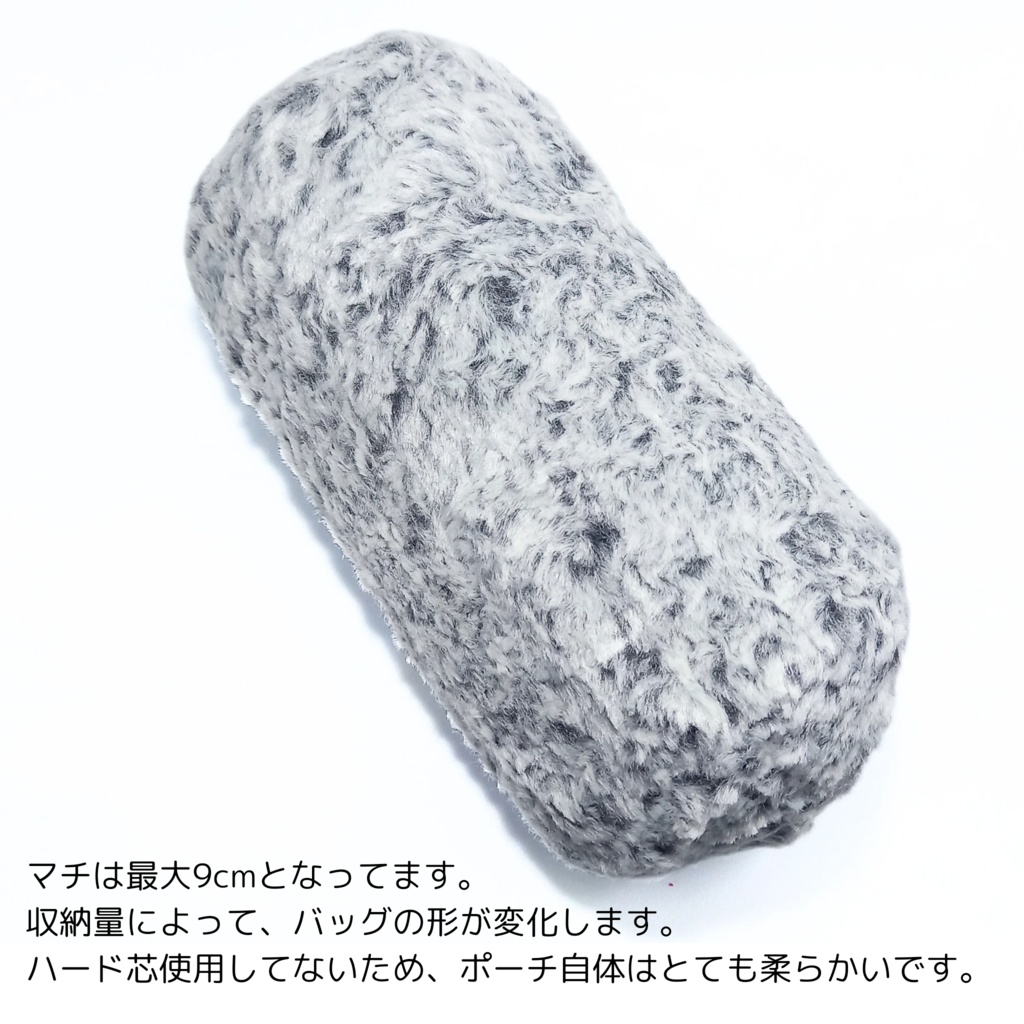 大きなリボンがアクセント♪ もふもふフェイクファーのがま口バッグ(グレー白)