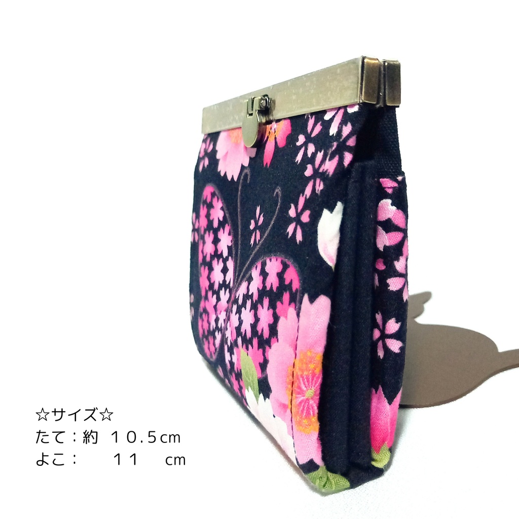 和柄桜と蝶々の 文鎮がま口財布