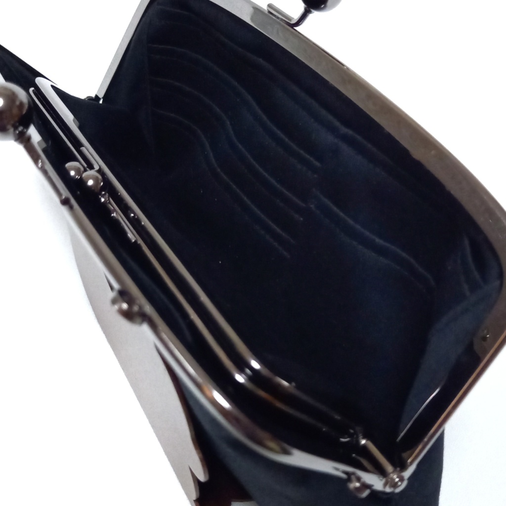 親子がま口長財布 フォーマルブラック サテン生地(スリムサイズ)