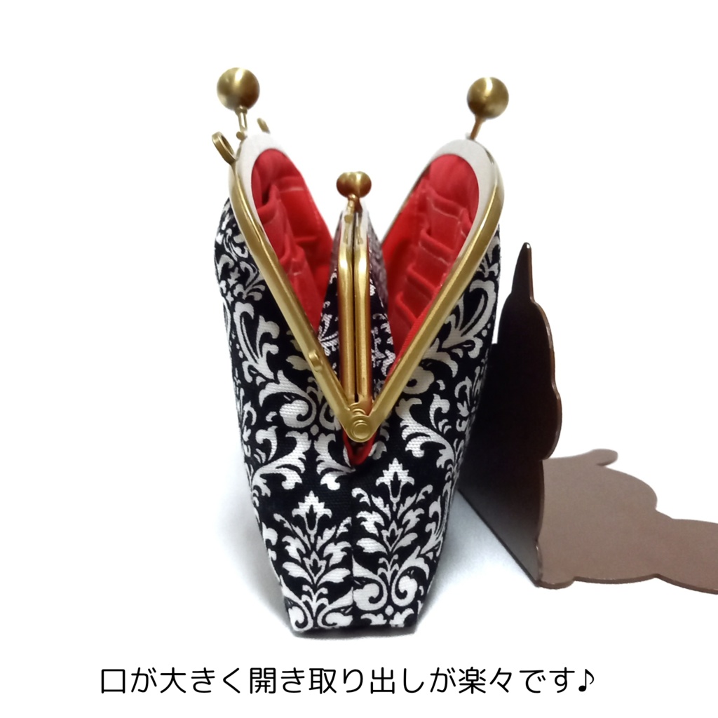 親子がま口長財布 大人可愛い ダマスク柄(スリムサイズ)