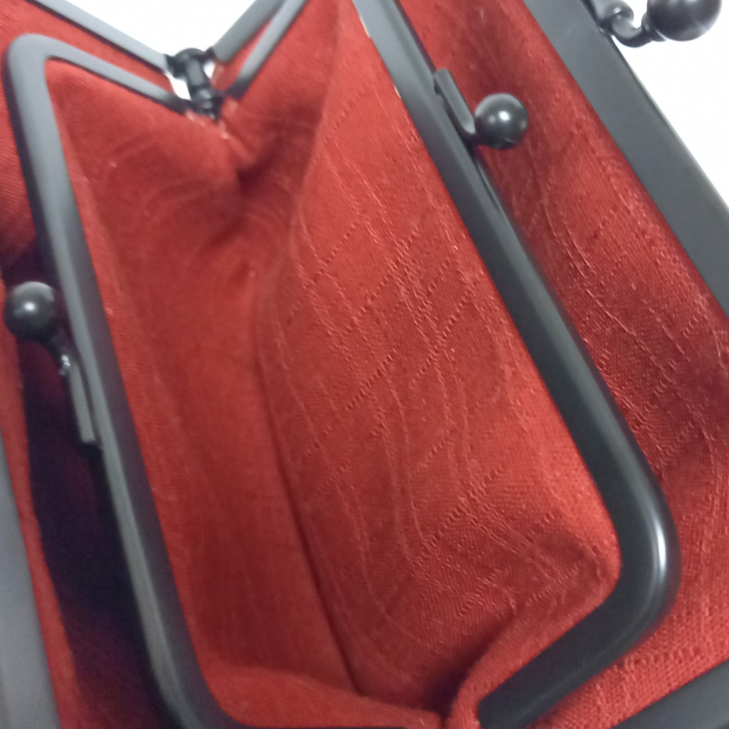 竹の根ひねり♪親子がま口財布 百華繚蘭 黒猫と牡丹