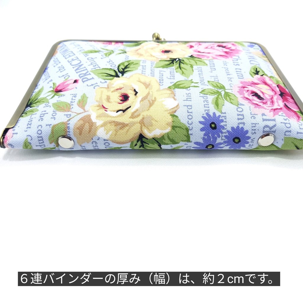 がまリフィル(ミニ6リフィル用)手帳用がまマルチケース ☆薔薇と英字ロゴ