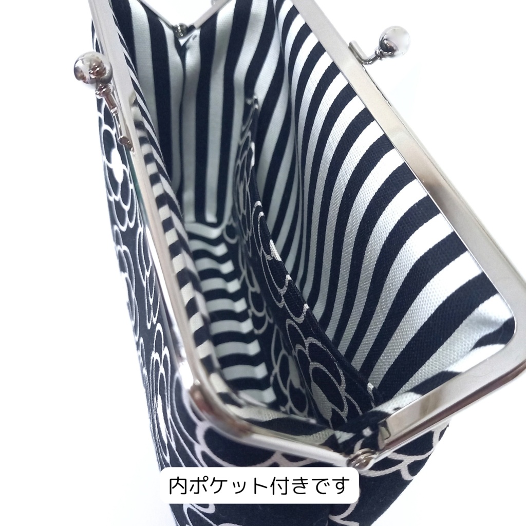 16.5cm口金 がま口ポーチ カメリア柄