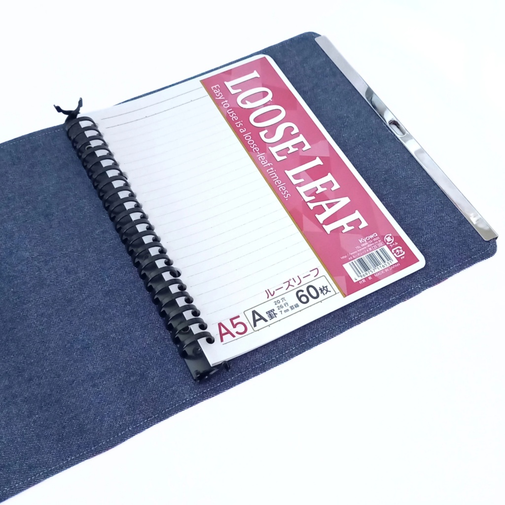 文鎮がま口 A5用リフィルケース(バインダー金具選べます♪)百花繚欄 白猫と扇子と花文様