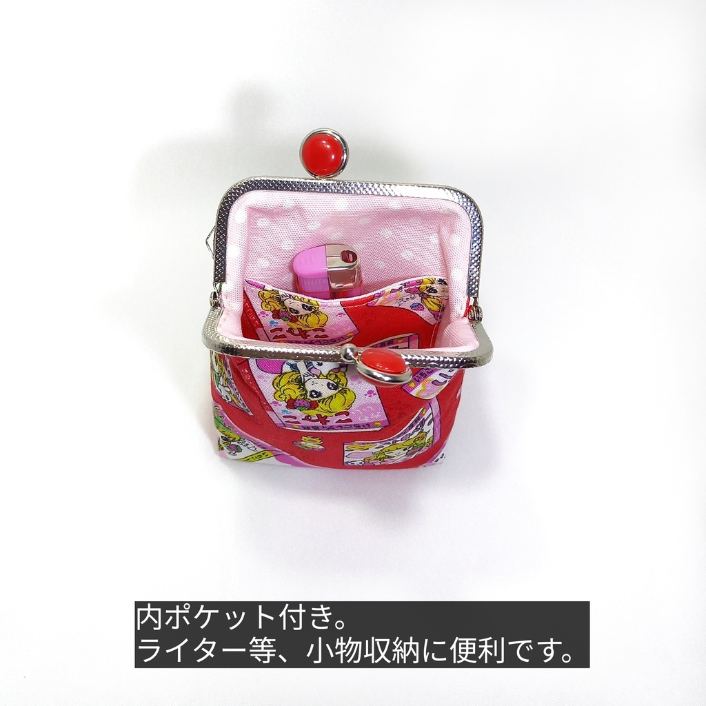 【口金留め具色選べます♪】レトロ可愛い♪いちごレデー百科 がま口シガレットケース(ショート)
