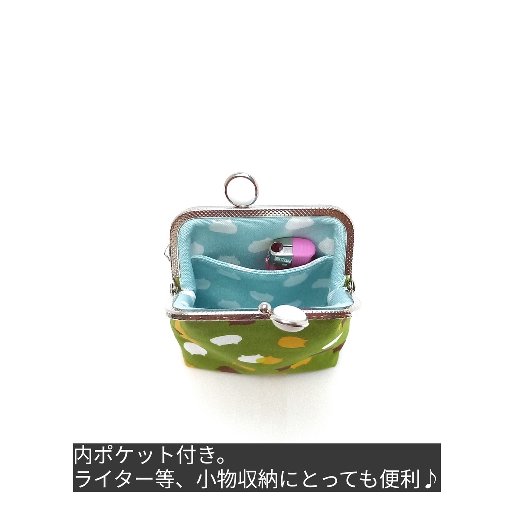 【口金留め具色選べます♪】ねこたま(宇治金時)とっても可愛い♪がま口シガレットケース(ショート)