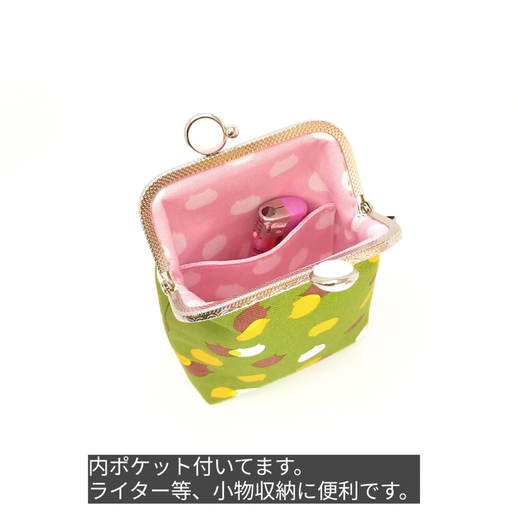 【口金留め具色選べます♪】ねこたま(宇治金時)とっても可愛い♪がま口シガレットケース(ロング)