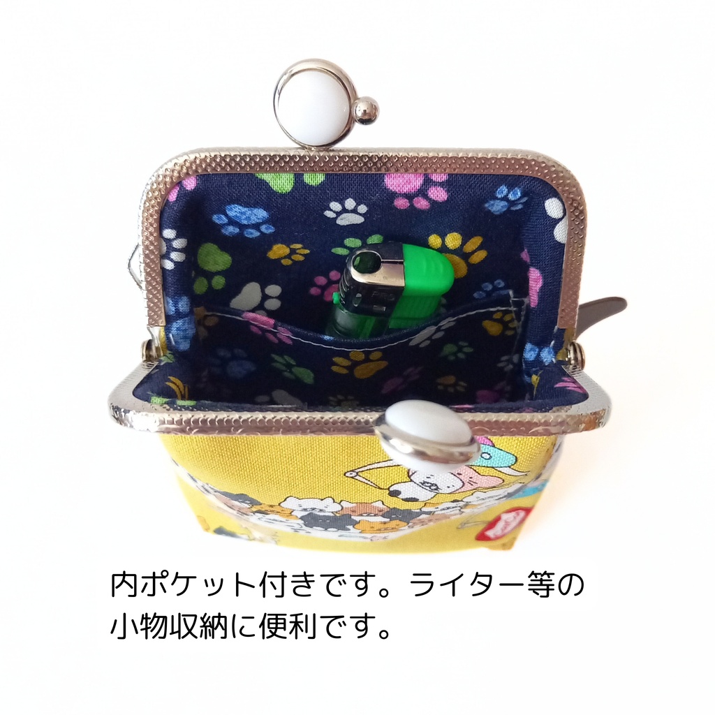 【口金留具の色選べます!】クレーンゲームにゃん♪ がま口シガレットケース(ショート)