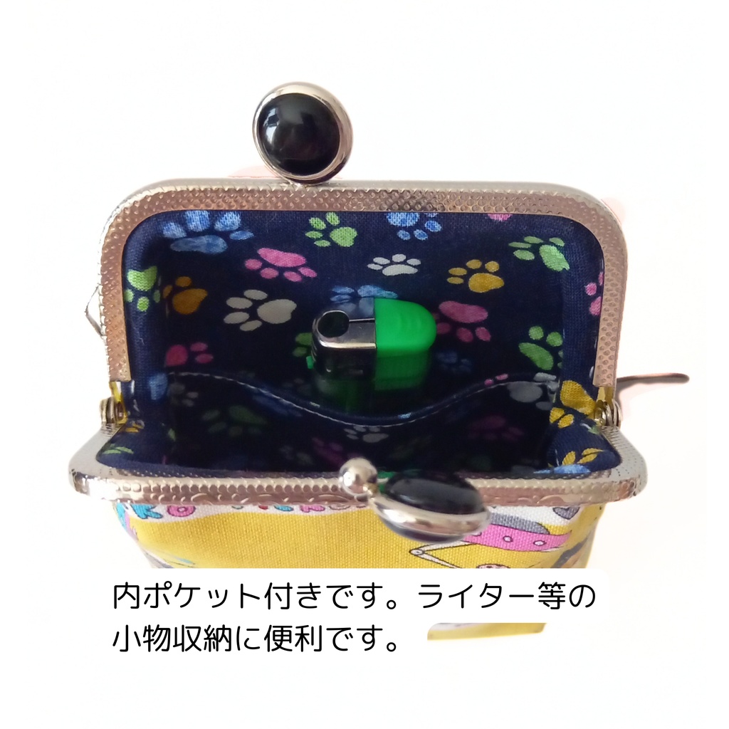 【口金留具の色選べます!】クレーンゲームにゃん♪ がま口シガレットケース(ロング)