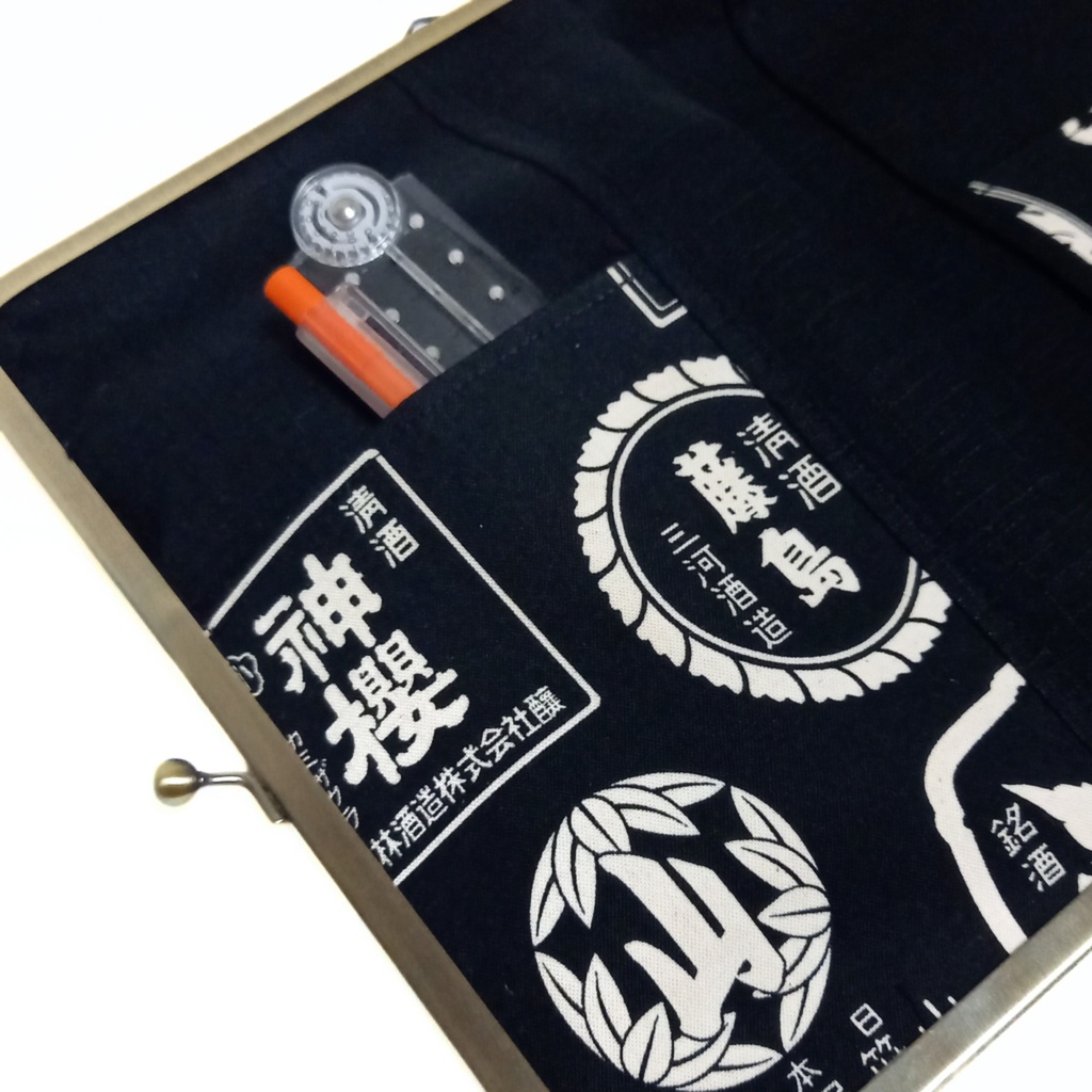 ブックカバー・手帳・御朱印帳・リフィル♪がま口マルチケース(L) 家紋柄