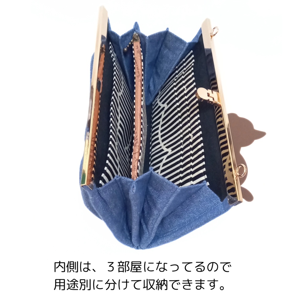 大きなリボンがアクセント♪文鎮がま口ショルダー財布