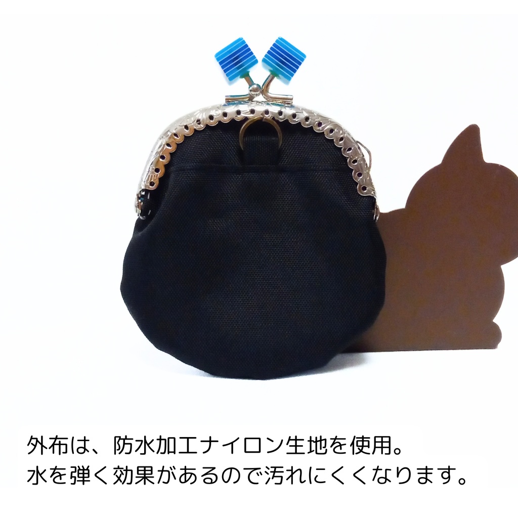 推し活⇈ 窓付き丸型がま口ポーチ (ブルー)